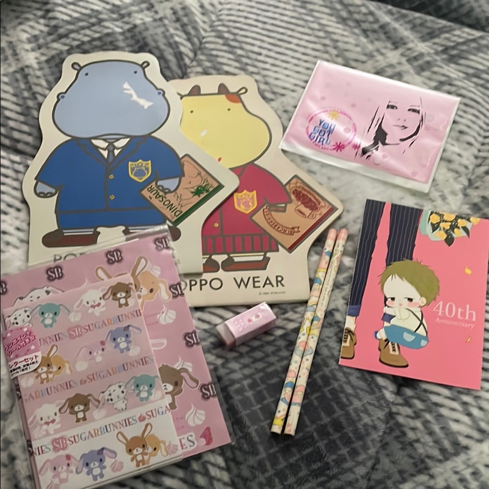 Cute Stationery Set with Hippo and Bunny Designs
